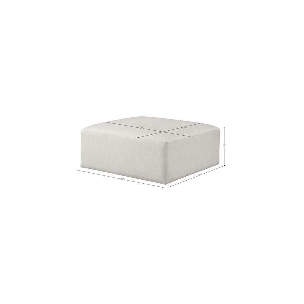 Cube Cream Vegan Leather Ottoman