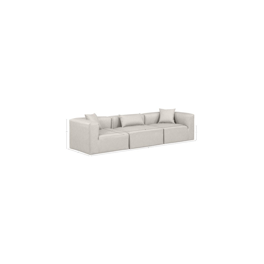 Cube Cream Vegan Leather Modular Sofa