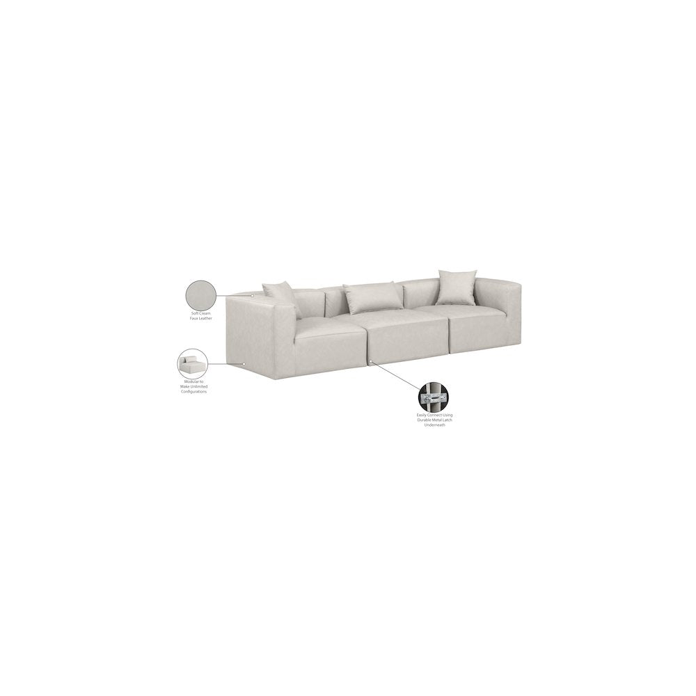 Cube Cream Vegan Leather Modular Sofa