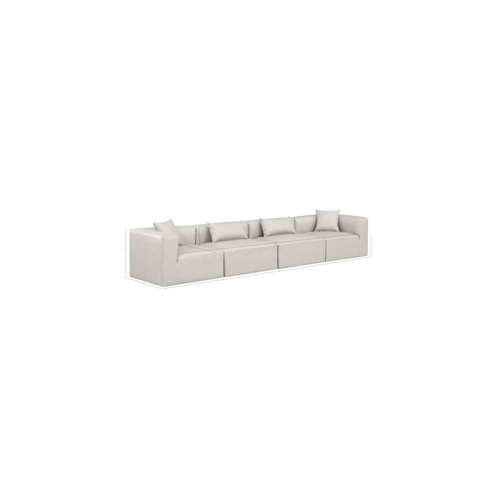 Cube Cream Vegan Leather Modular Sofa