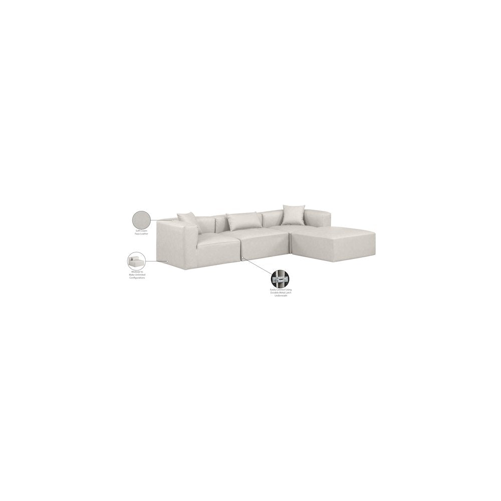 Cube Cream Vegan Leather Modular Sectional