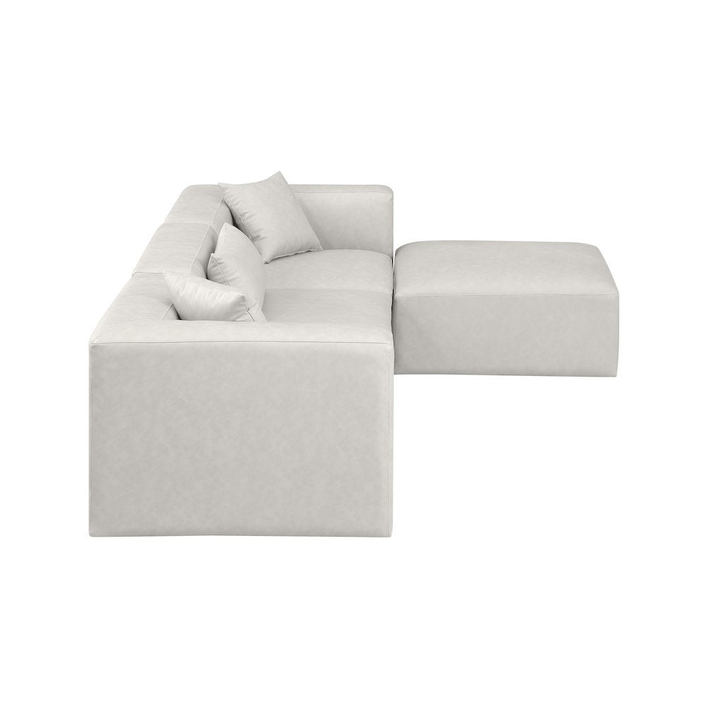 Cube Cream Vegan Leather Modular Sectional