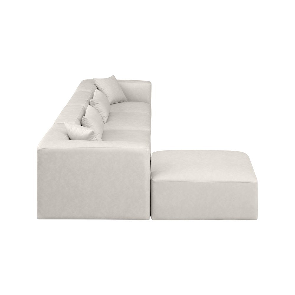 Cube Cream Vegan Leather Modular Sectional