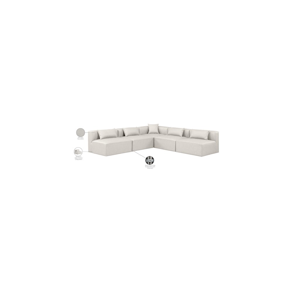 Cube Cream Vegan Leather Modular Sectional
