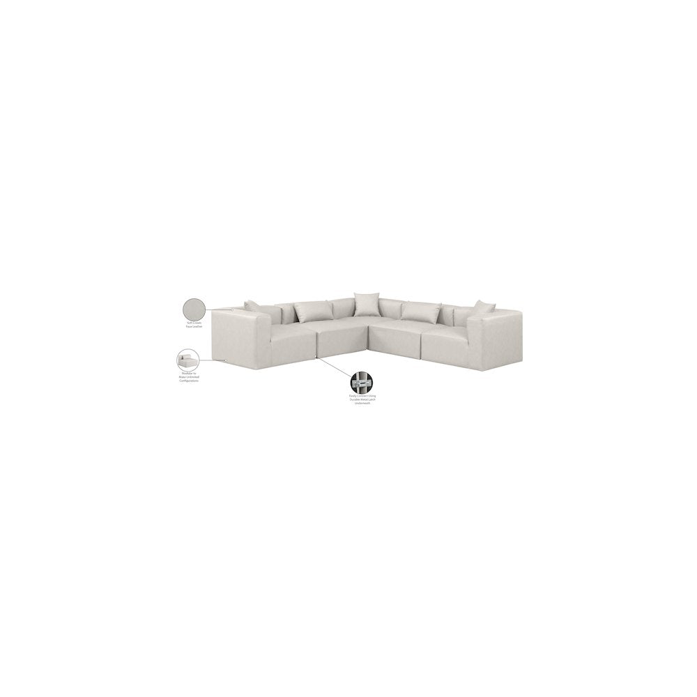 Cube Cream Vegan Leather Modular Sectional