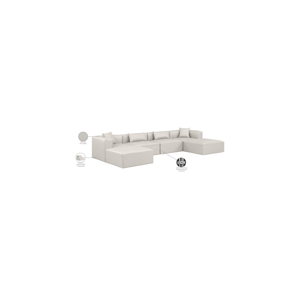 Cube Cream Vegan Leather Modular Sectional