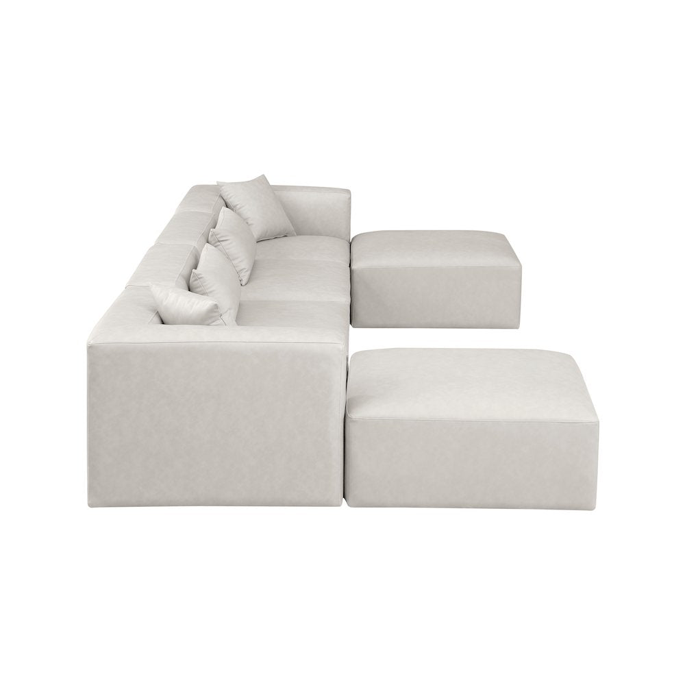 Cube Cream Vegan Leather Modular Sectional