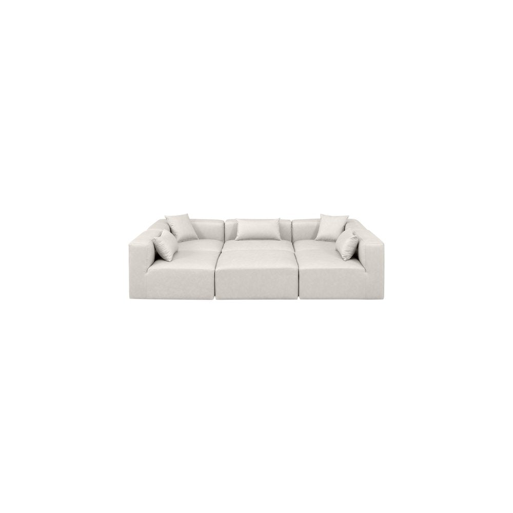 Cube Cream Vegan Leather Modular Sectional