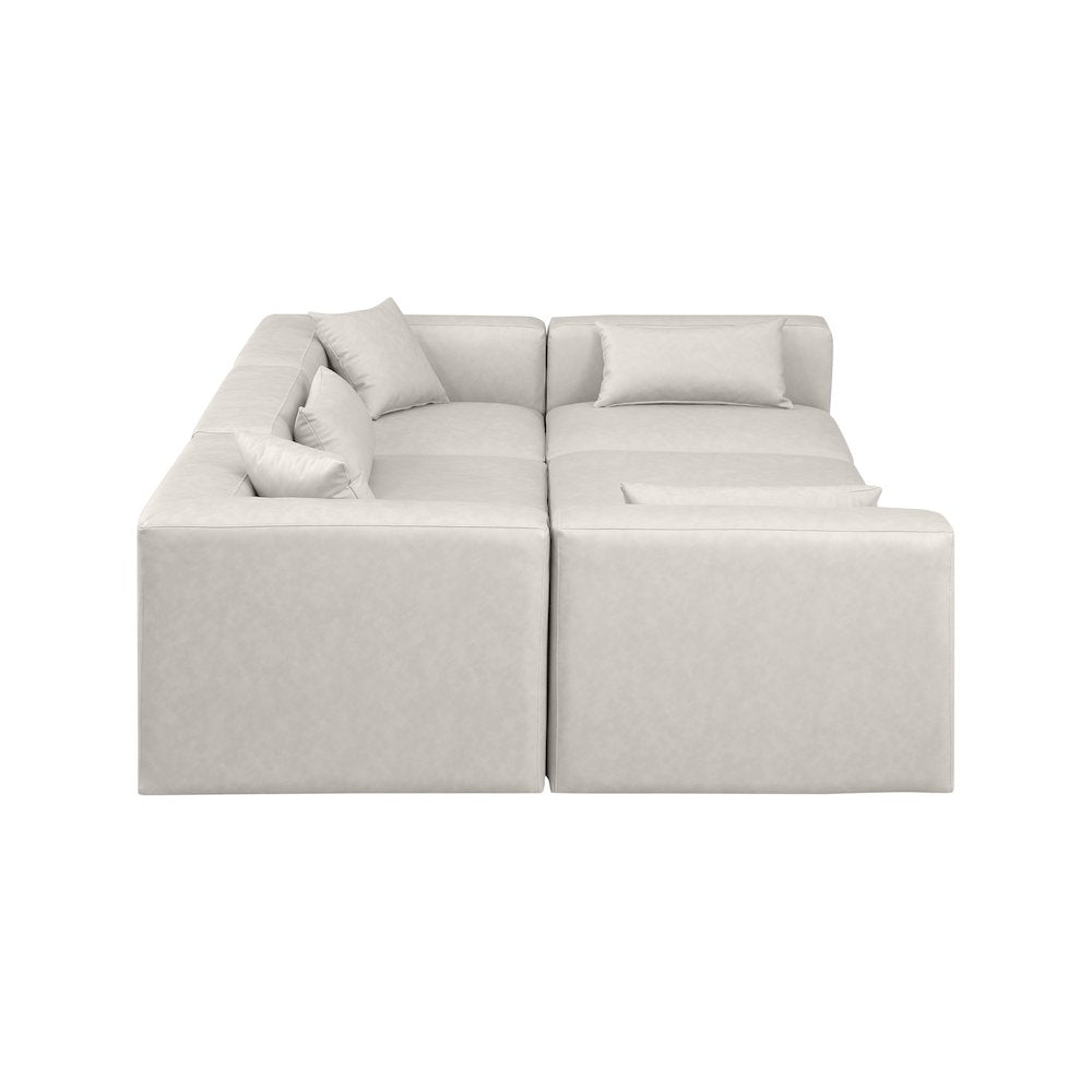 Cube Cream Vegan Leather Modular Sectional