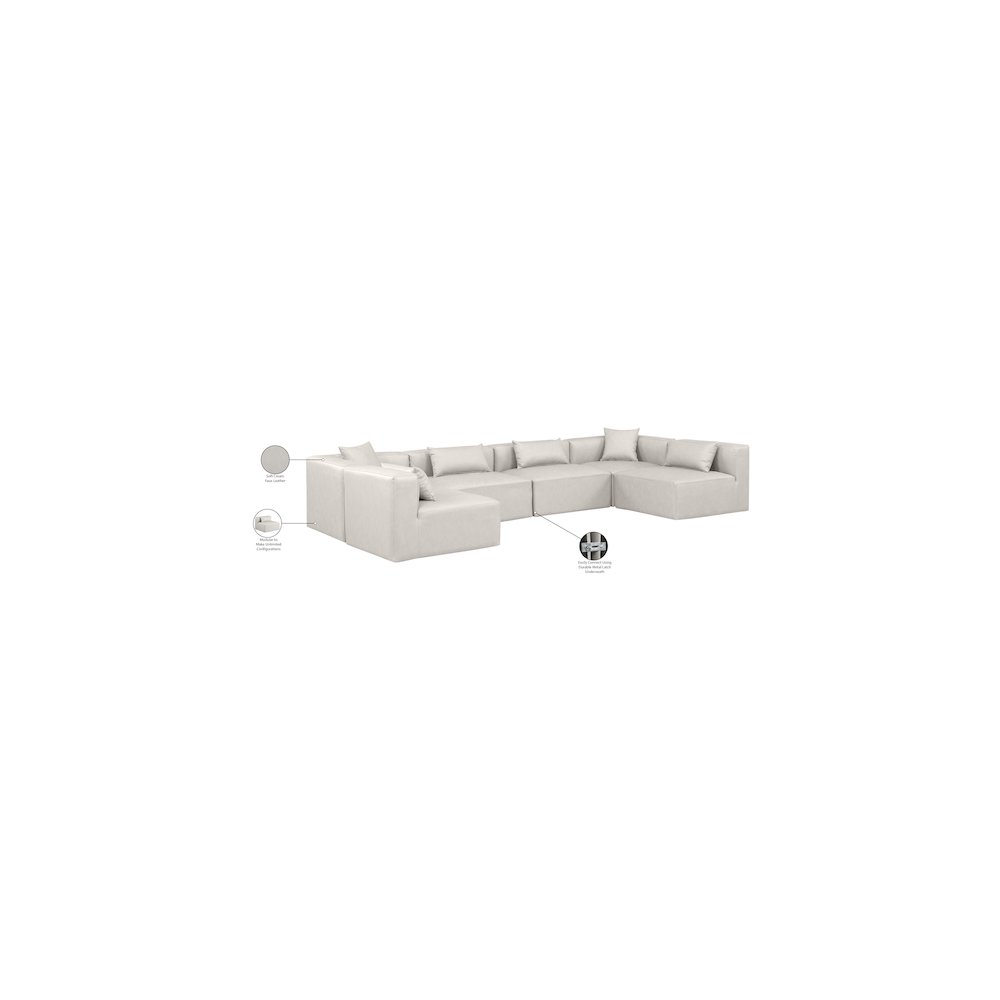Cube Cream Vegan Leather Modular Sectional
