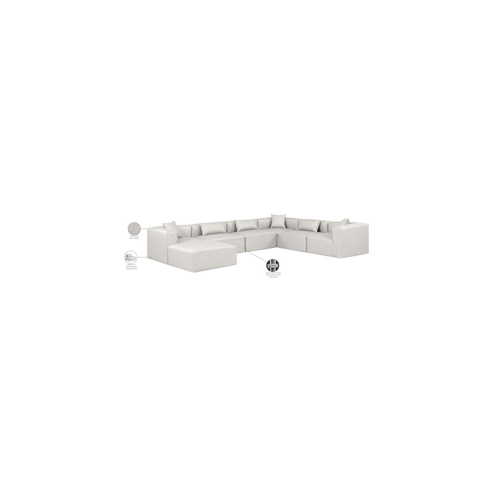 Cube Cream Vegan Leather Modular Sectional