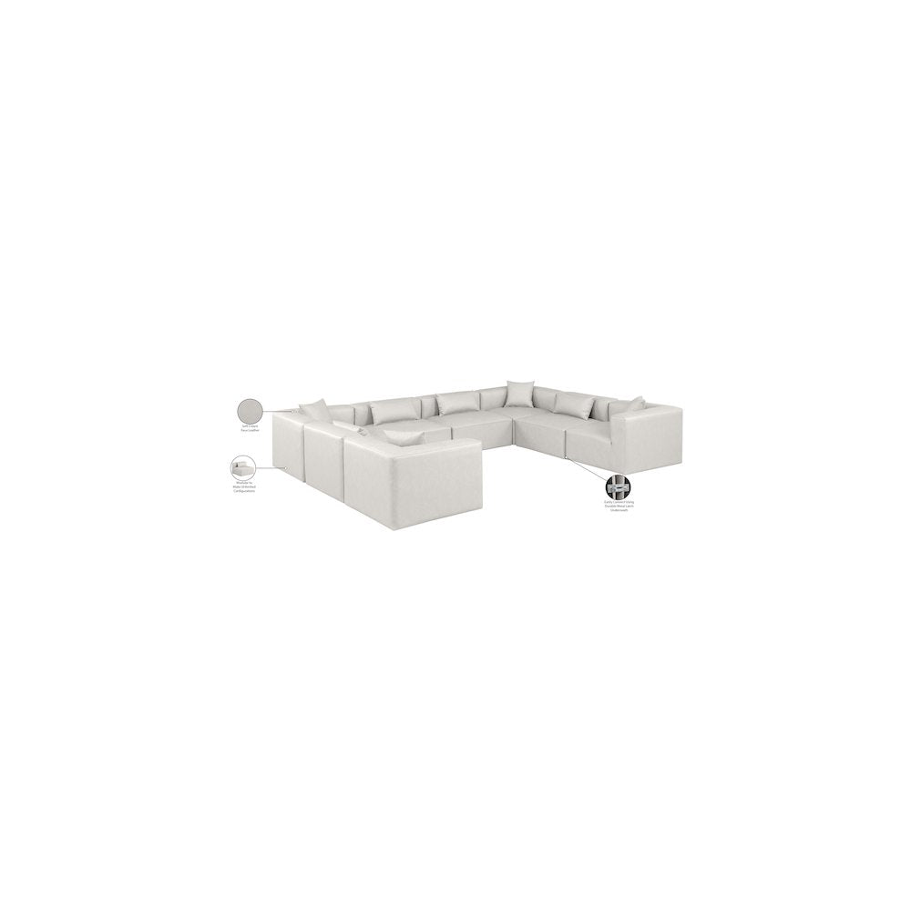 Cube Cream Vegan Leather Modular Sectional