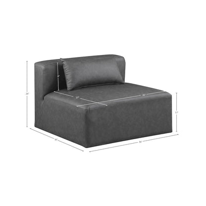 Cube Charcoal Grey Vegan Leather Armless Chair