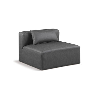 Cube Charcoal Grey Vegan Leather Armless Chair