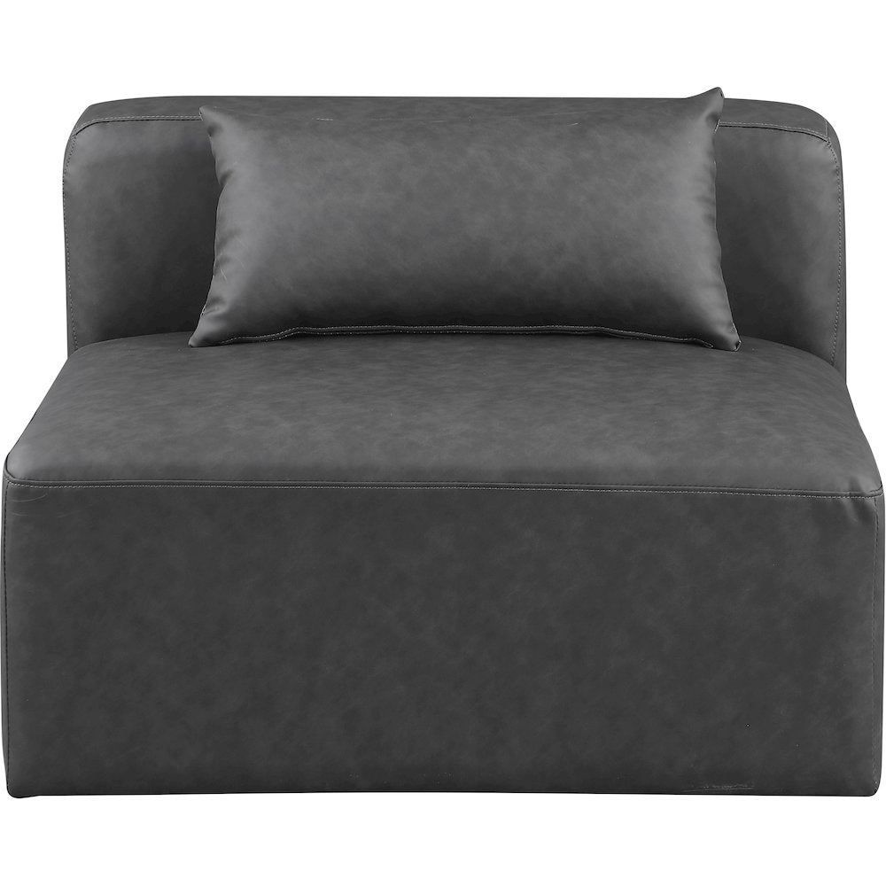 Cube Charcoal Grey Vegan Leather Armless Chair