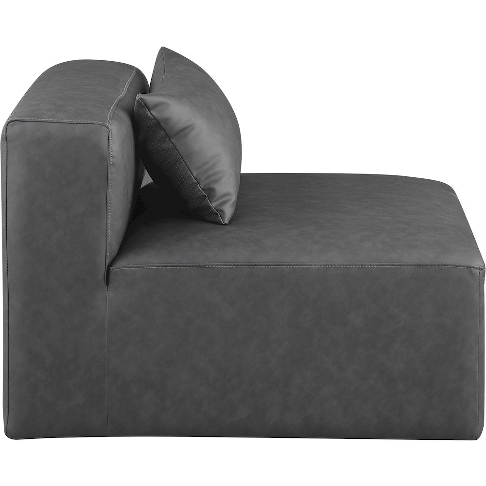 Cube Charcoal Grey Vegan Leather Armless Chair