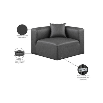 Cube Charcoal Grey Vegan Leather Corner Chair