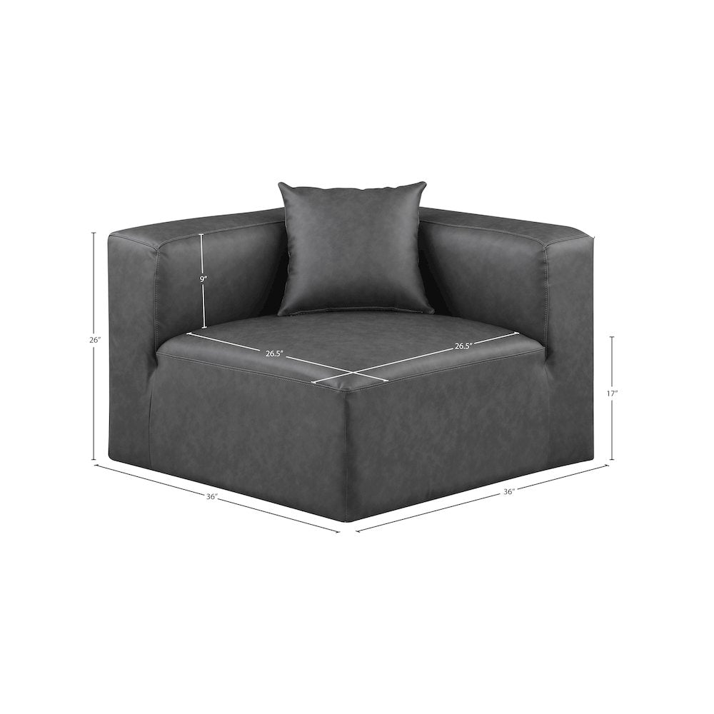 Cube Charcoal Grey Vegan Leather Corner Chair