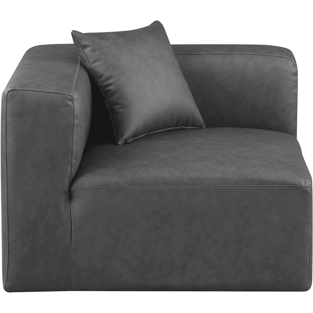 Cube Charcoal Grey Vegan Leather Corner Chair