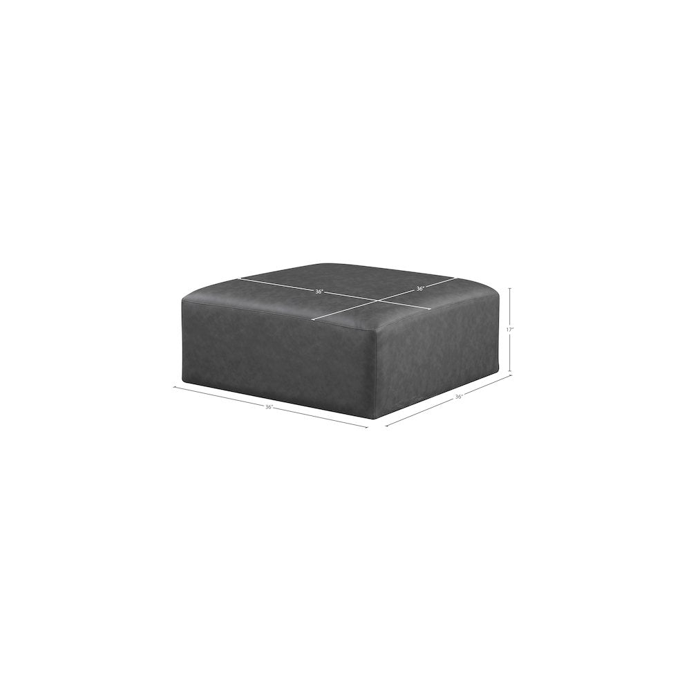 Cube Charcoal Grey Vegan Leather Ottoman