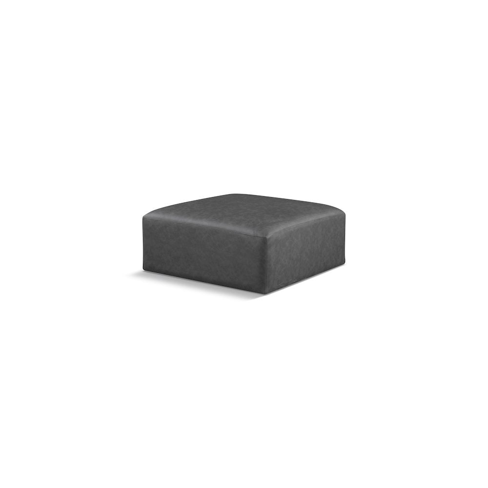 Cube Charcoal Grey Vegan Leather Ottoman