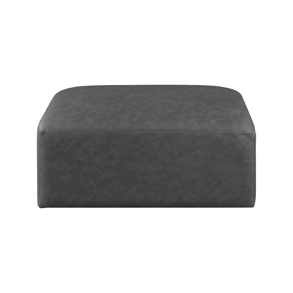Cube Charcoal Grey Vegan Leather Ottoman