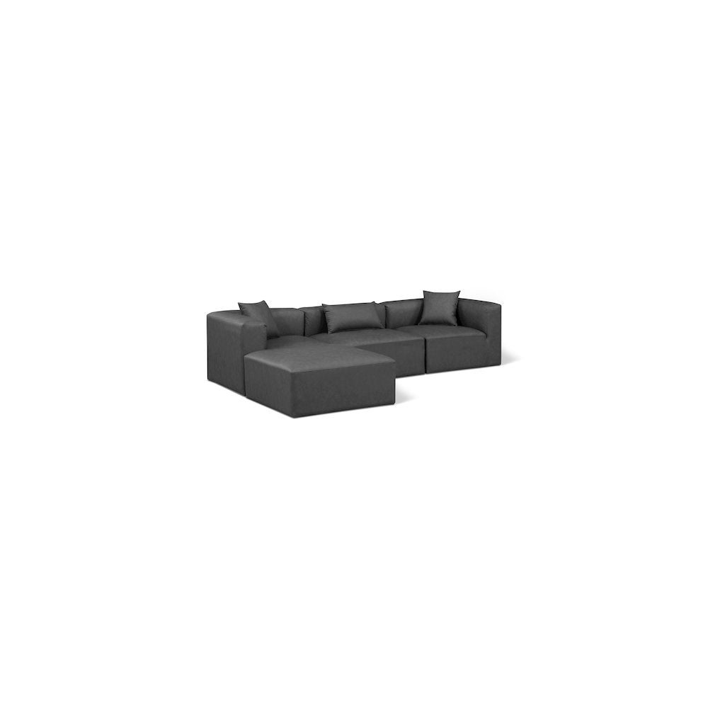 Cube Charcoal Grey Vegan Leather Modular Sectional