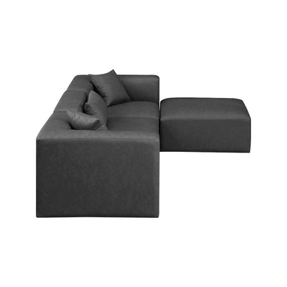 Cube Charcoal Grey Vegan Leather Modular Sectional