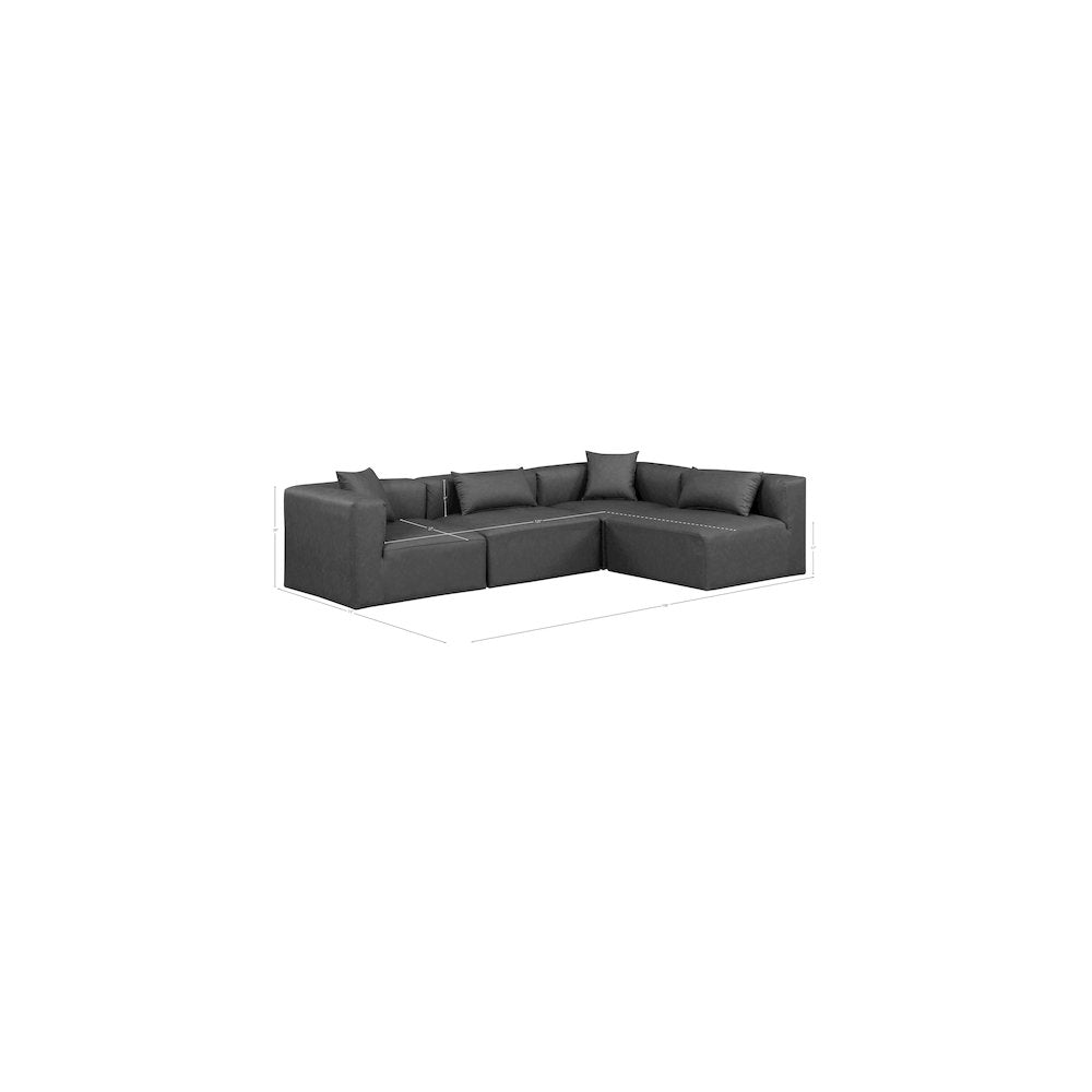 Cube Charcoal Grey Vegan Leather Modular Sectional