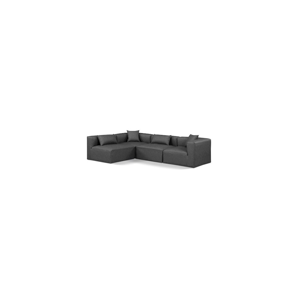 Cube Charcoal Grey Vegan Leather Modular Sectional