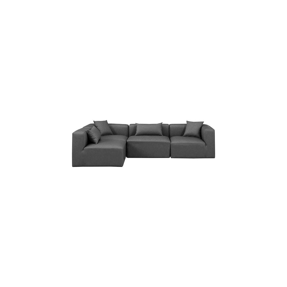 Cube Charcoal Grey Vegan Leather Modular Sectional