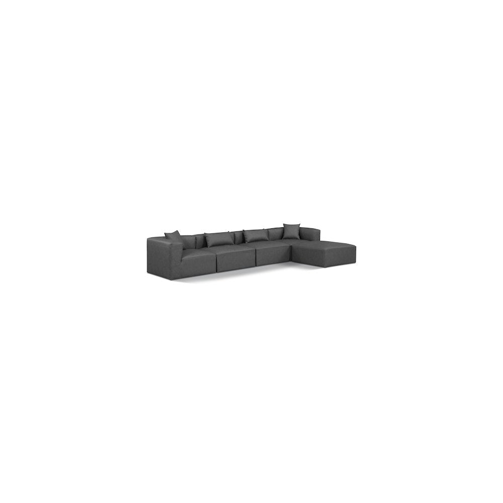 Cube Charcoal Grey Vegan Leather Modular Sectional