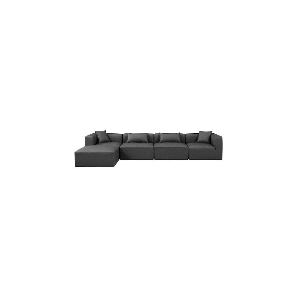 Cube Charcoal Grey Vegan Leather Modular Sectional