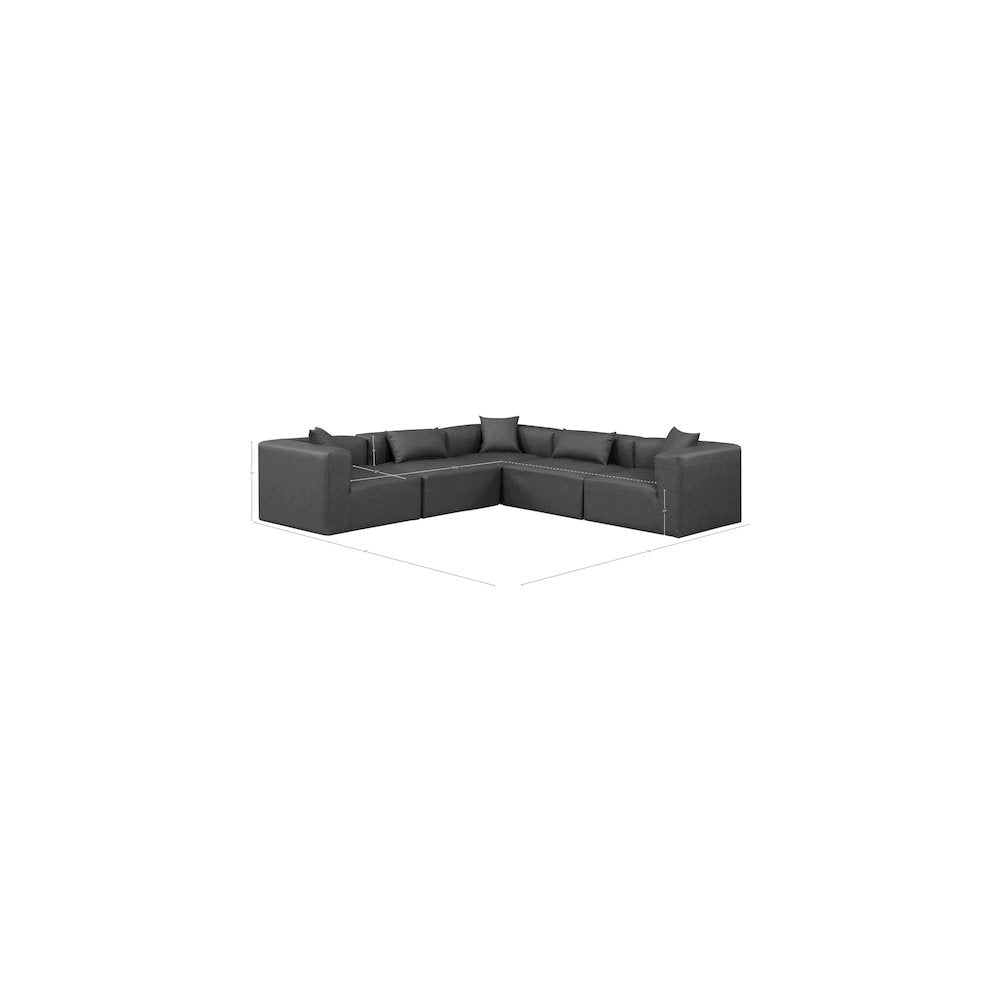 Cube Charcoal Grey Vegan Leather Modular Sectional