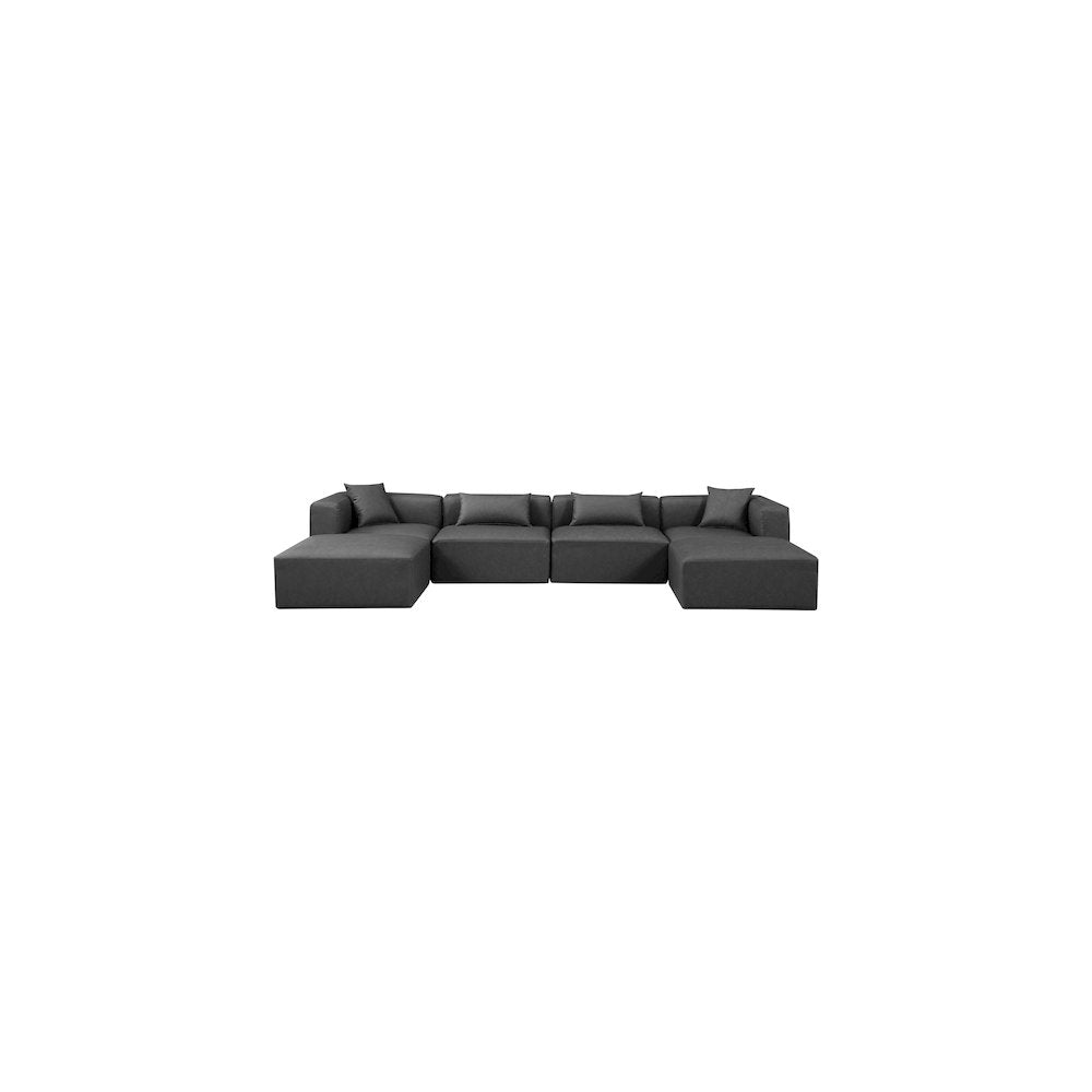 Cube Charcoal Grey Vegan Leather Modular Sectional
