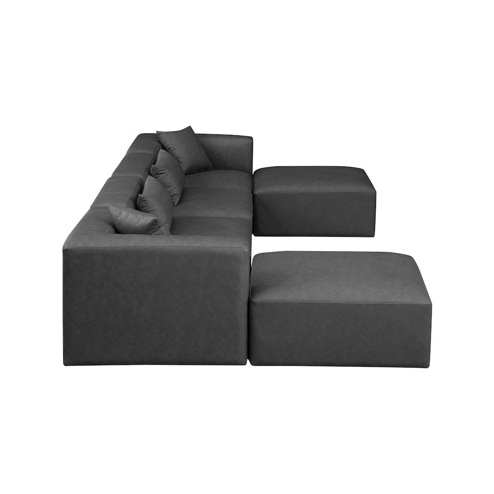 Cube Charcoal Grey Vegan Leather Modular Sectional