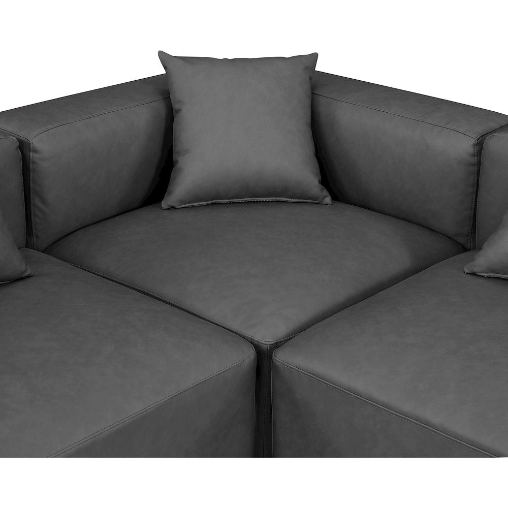 Cube Charcoal Grey Vegan Leather Modular Sectional