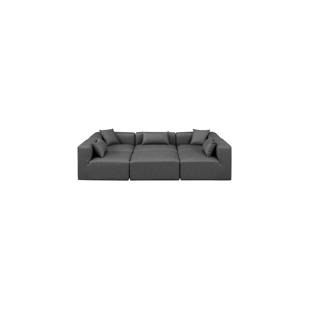 Cube Charcoal Grey Vegan Leather Modular Sectional