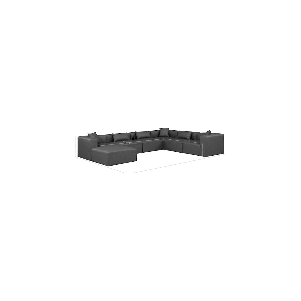 Cube Charcoal Grey Vegan Leather Modular Sectional