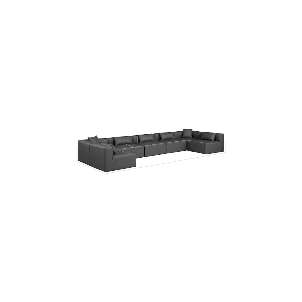 Cube Charcoal Grey Vegan Leather Modular Sectional