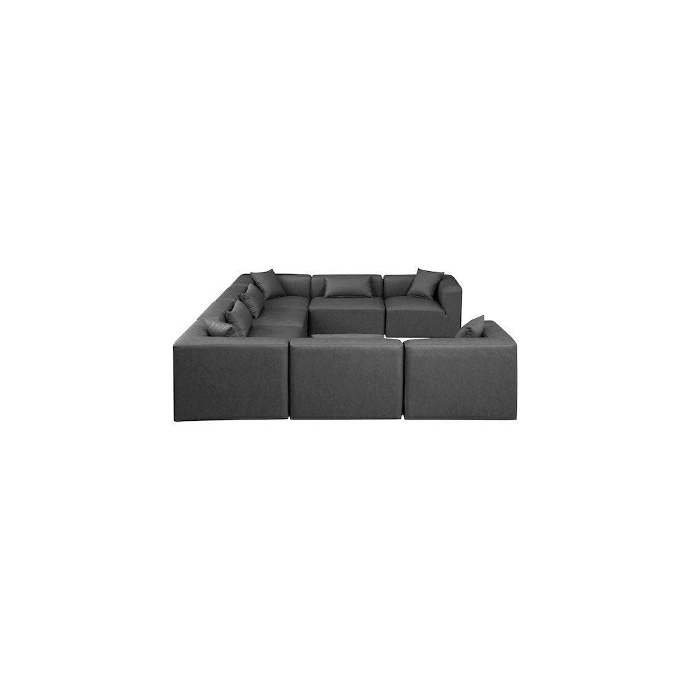 Cube Charcoal Grey Vegan Leather Modular Sectional