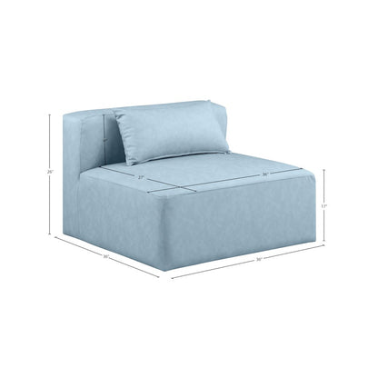 Cube Light Blue Vegan Leather Armless Chair