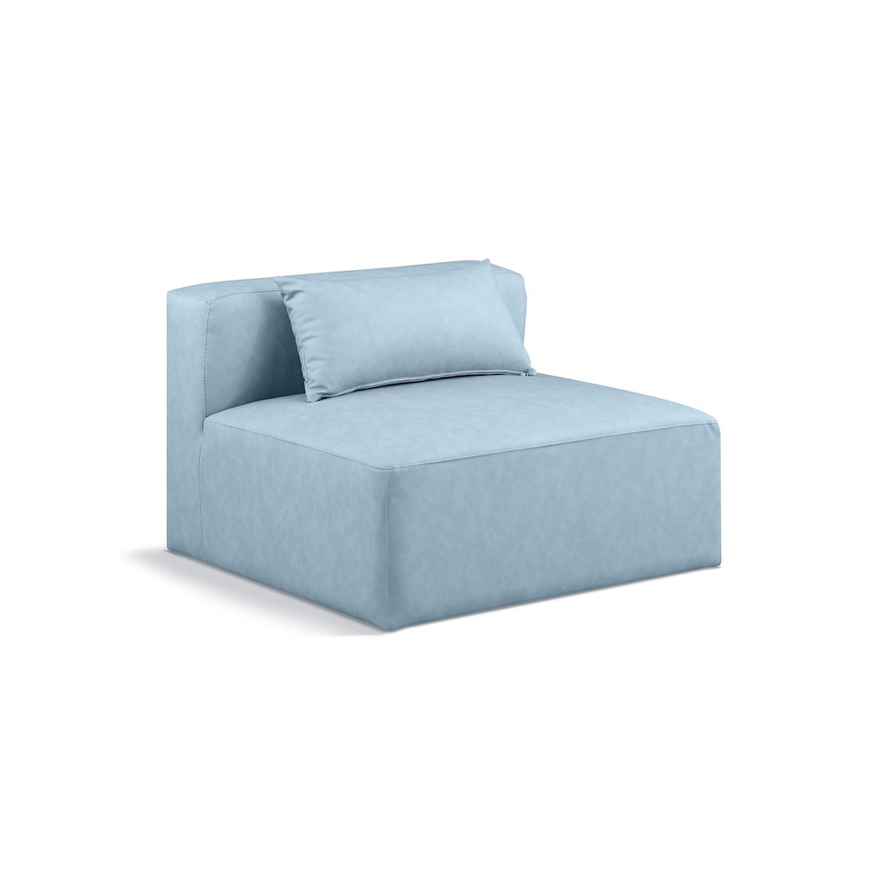 Cube Light Blue Vegan Leather Armless Chair