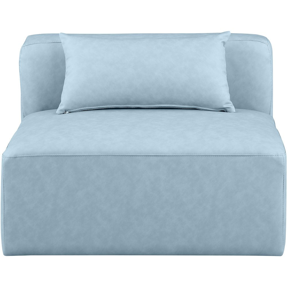 Cube Light Blue Vegan Leather Armless Chair