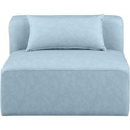 Cube Light Blue Vegan Leather Armless Chair