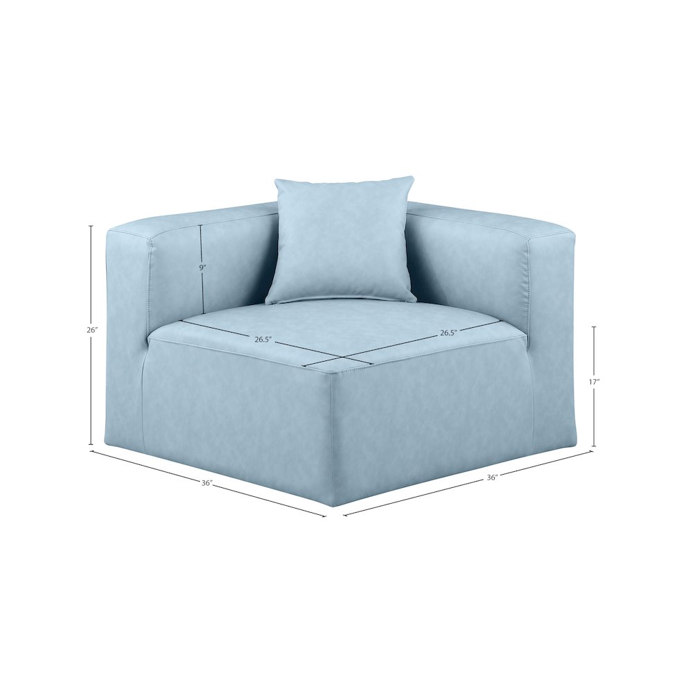Cube Light Blue Vegan Leather Corner Chair