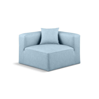 Cube Light Blue Vegan Leather Corner Chair