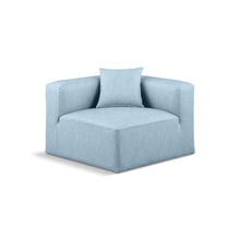 Cube Light Blue Vegan Leather Corner Chair