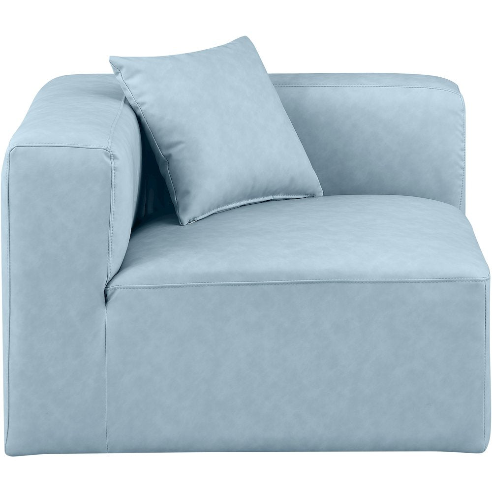 Cube Light Blue Vegan Leather Corner Chair