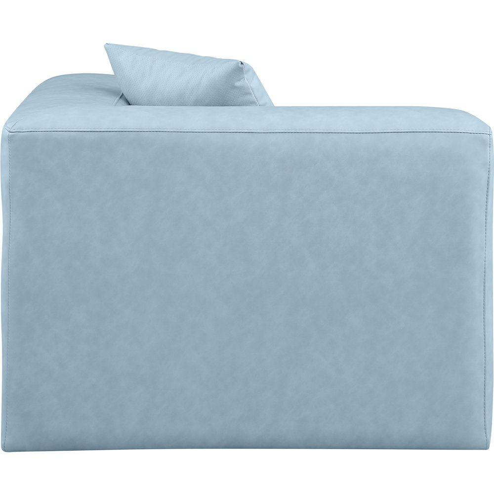 Cube Light Blue Vegan Leather Corner Chair